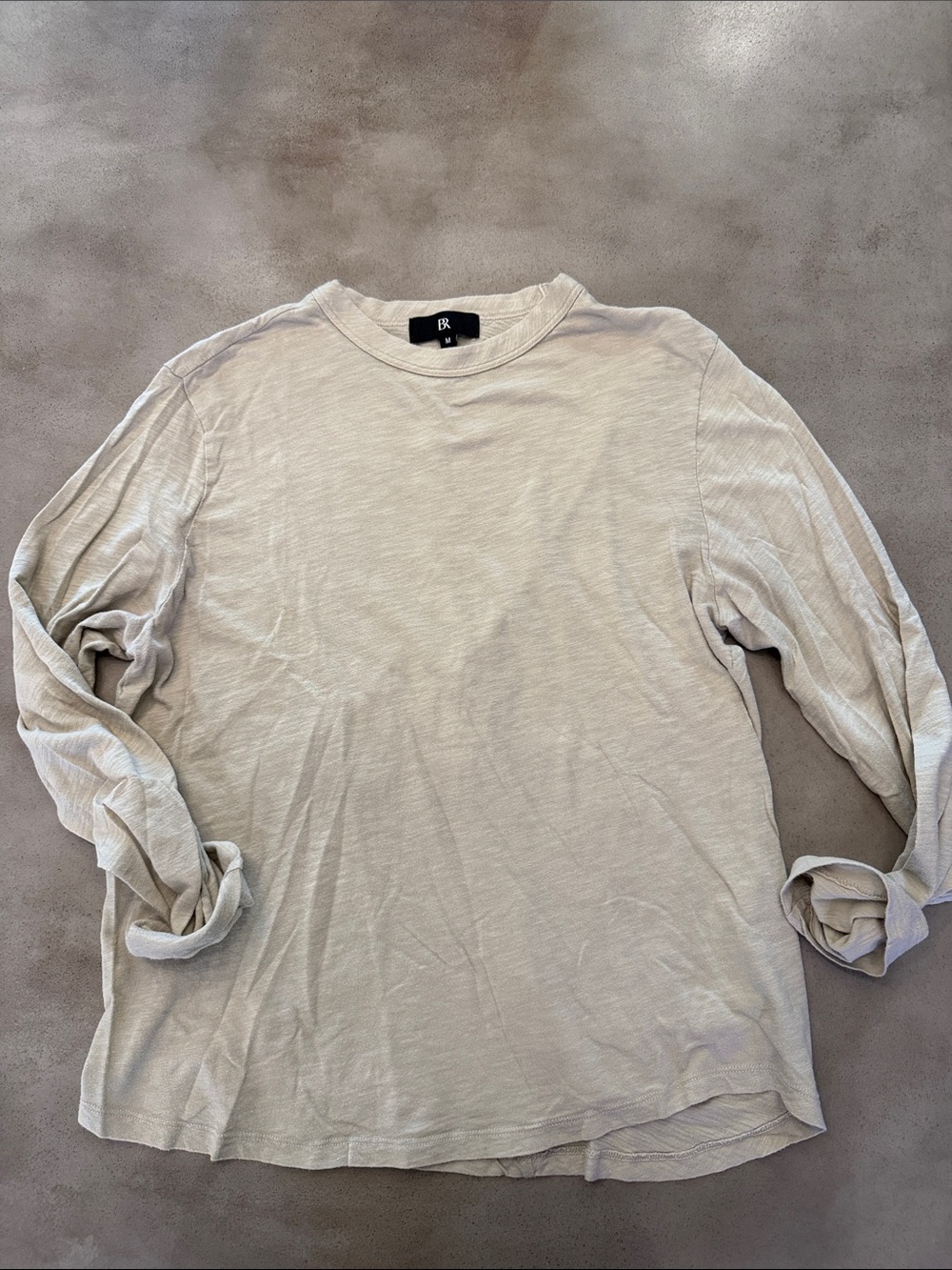 😎 Banana Republic Long-Sleeve Crewneck Shirt - Light Beige